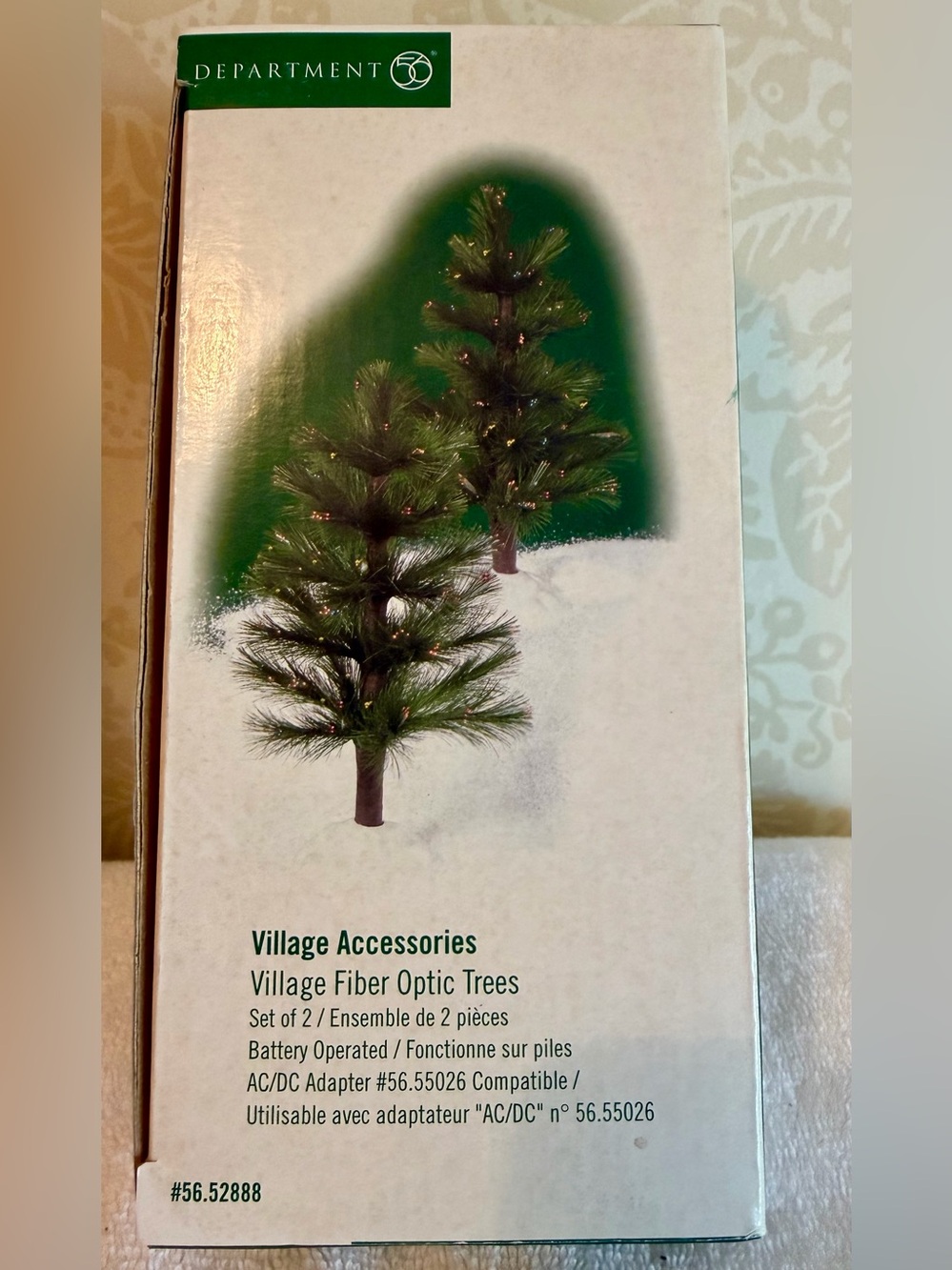 Department 56 Village Fiber Optic Trees Set of 2 #56.52888 NEW IN BOX